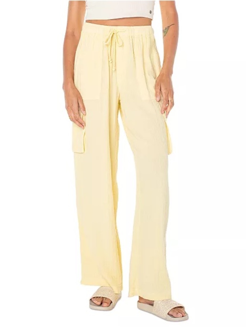 Roxy NWT Women's Cotton Precious Cargo Beach Pants Golden Haze Small S